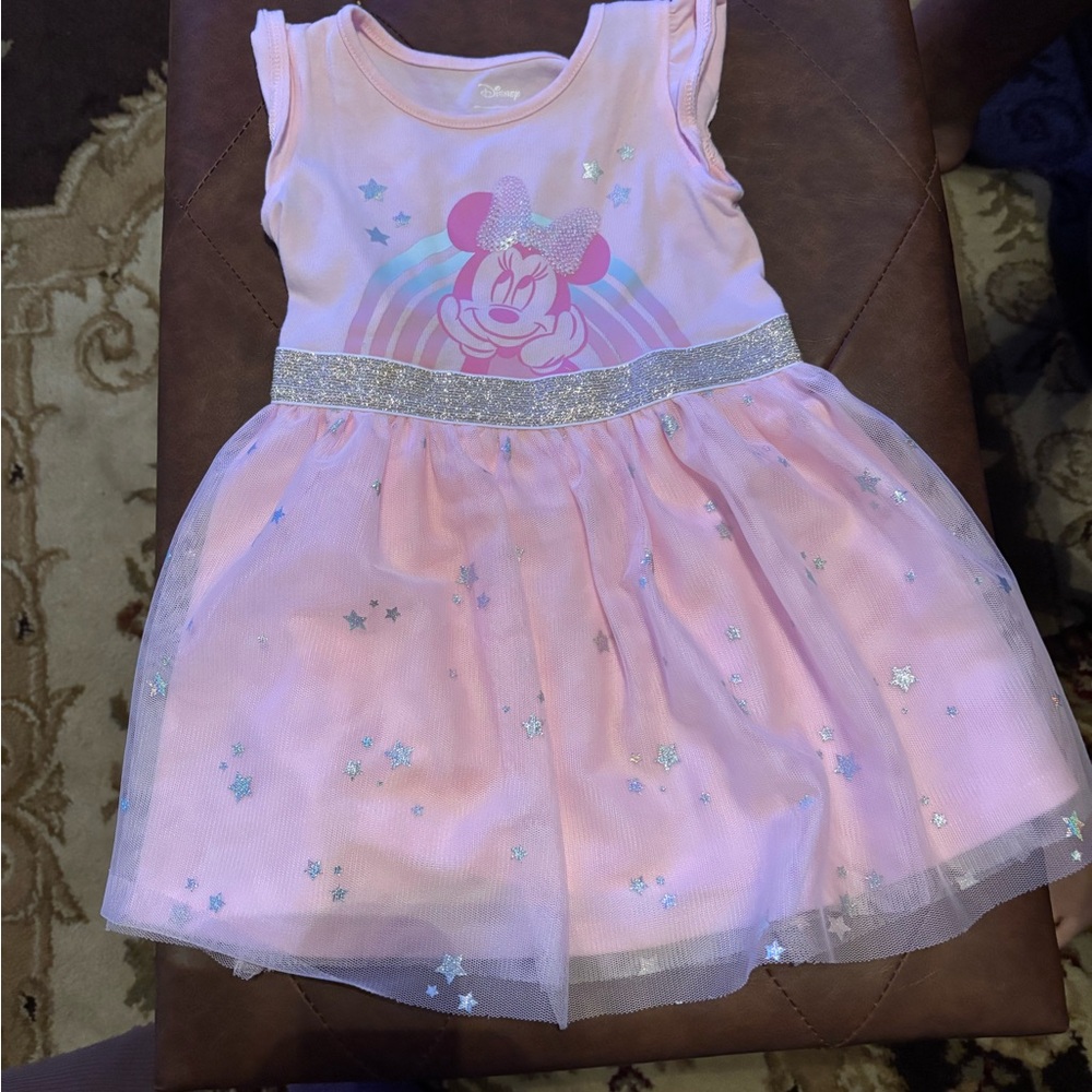 Pink Minnie Mouse Dress with Silver Stars & Long Sleeve Pink Sparkle dress